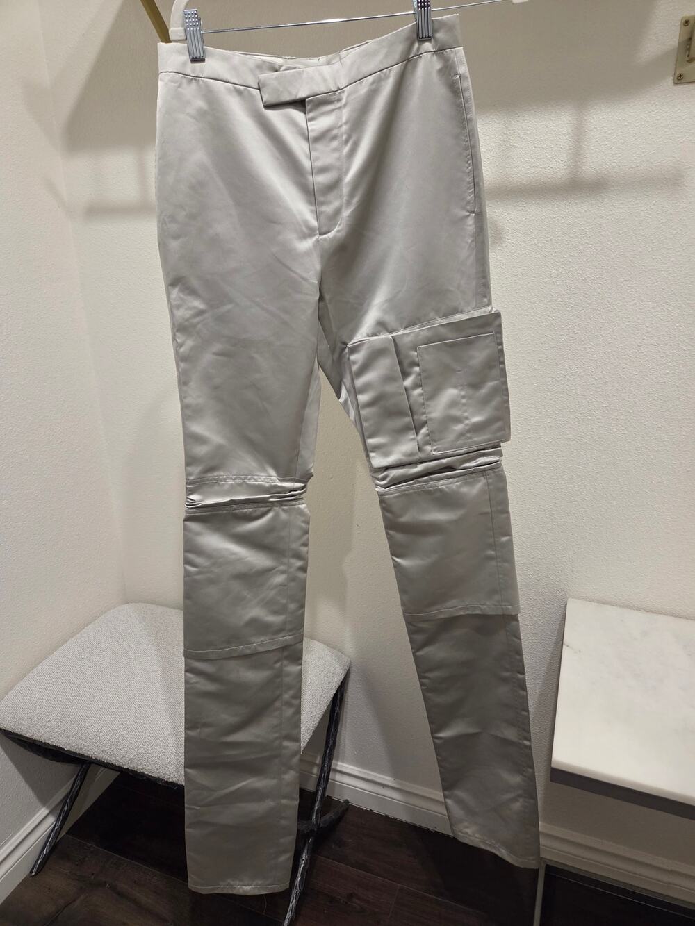 Raf Simons White A/W 18/19 Space Pants Slim Fit Cargo Pants, 46 (4-6)